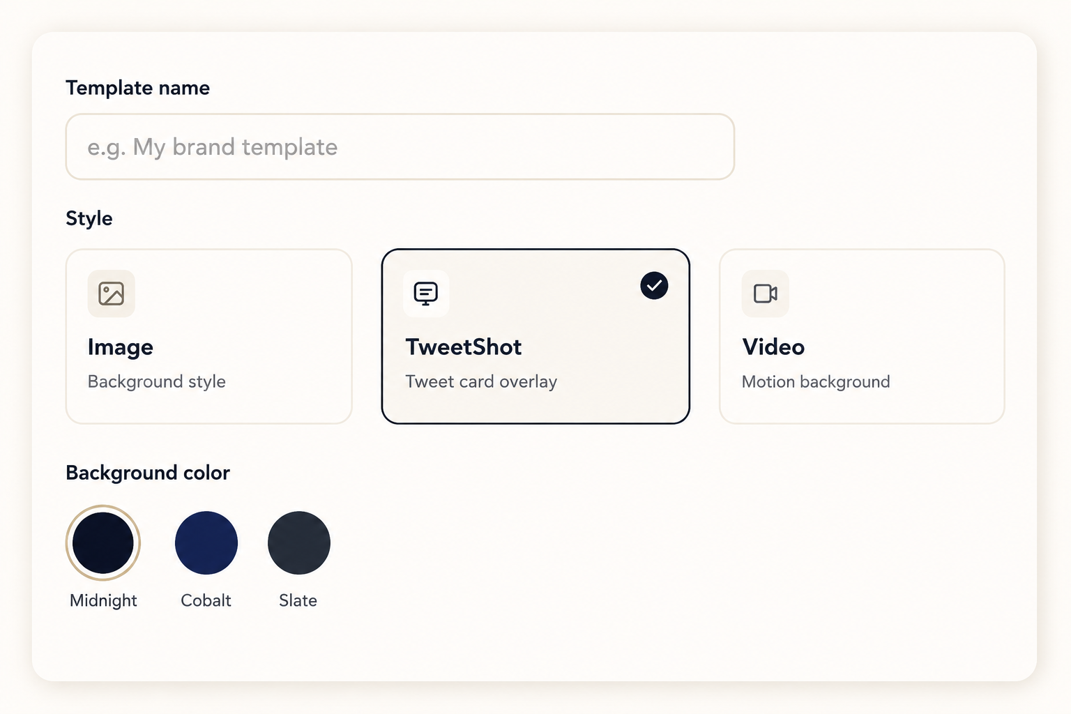 Create Template Style Options
